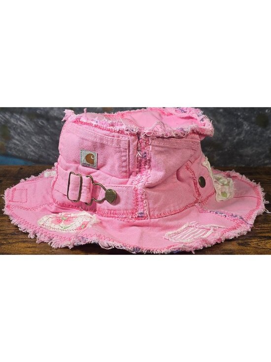OOAK Handmade Boho Indie Pink Carhartt Upcycled Bucket Hat Adjustable M 22\